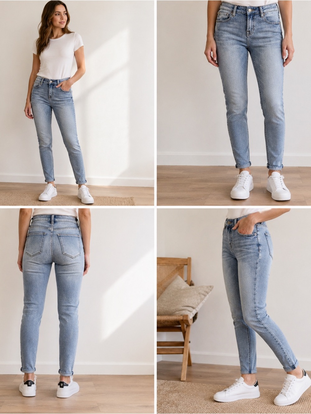 Pistola Light Wash Skinny Jeans Size 25 Raw Hem Stretch Mid Rise - Picture 2 of 10